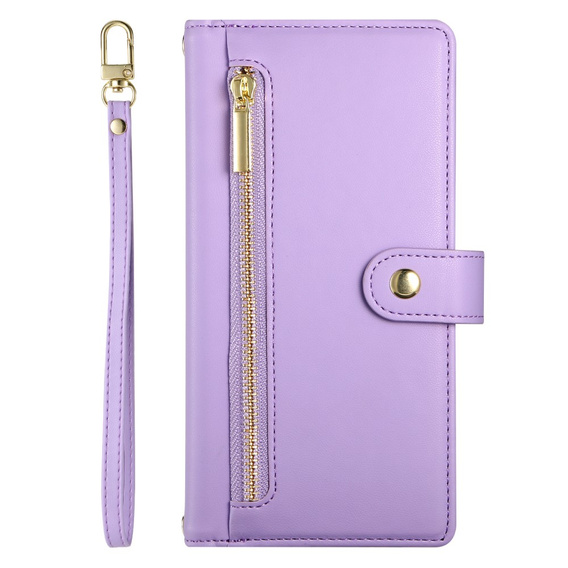 Klapkové puzdro pre Honor Magic 7 Lite, Wallet Zipper Pocket, fialové