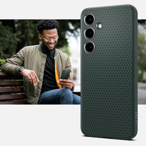 Puzdro Spigen pre Samsung Galaxy S24, Liquid Air, zelený + tvrdené sklo 9H