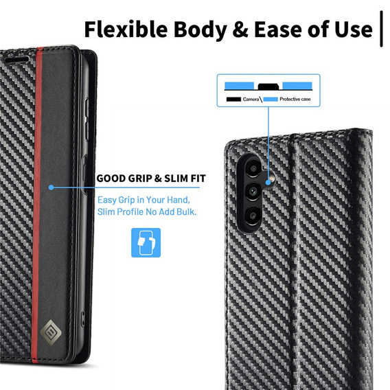 Flipové puzdro pre Samsung Galaxy S25 FE, Carbon LC.IMEEKE, čierne
