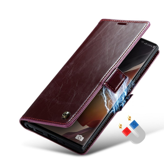 CASEME flipové puzdro pre Samsung Galaxy Note 20 Ultra, Waxy Textured, červené