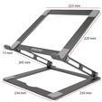 Hliníkový stojan na notebook, ERBORD ProDesk Stand, sivý