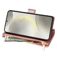 Puzdro s chlopňou pre Samsung Galaxy S25 Edge, Rhombus Crossbody Leather, ružové rose gold