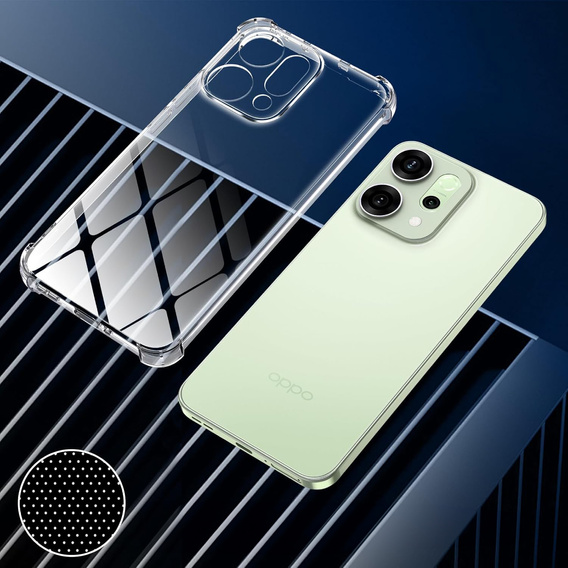 Puzdro pre Oppo Reno 14, vystužené, s ochranou fotoaparátu, priehľadné