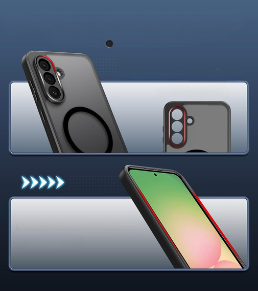 Puzdro pre Samsung Galaxy A56, pre MagSafe, ERBORD Matt Case, čierny + sklo na displej