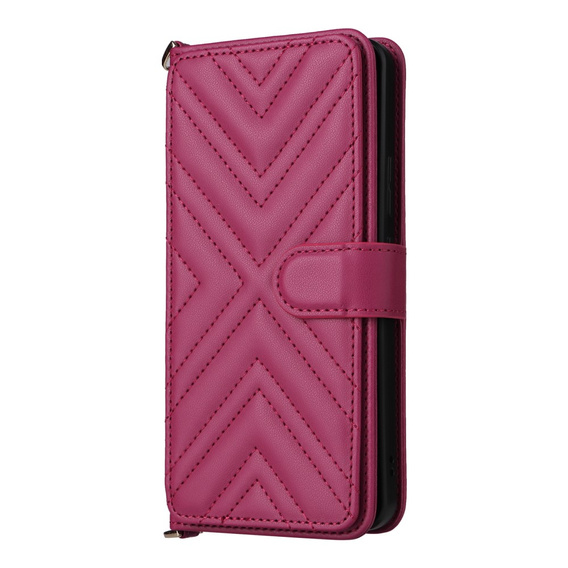 Puzdro s chlopňou pre Oppo Reno 13F 5G, Crossbody Leather Wallet, bordové