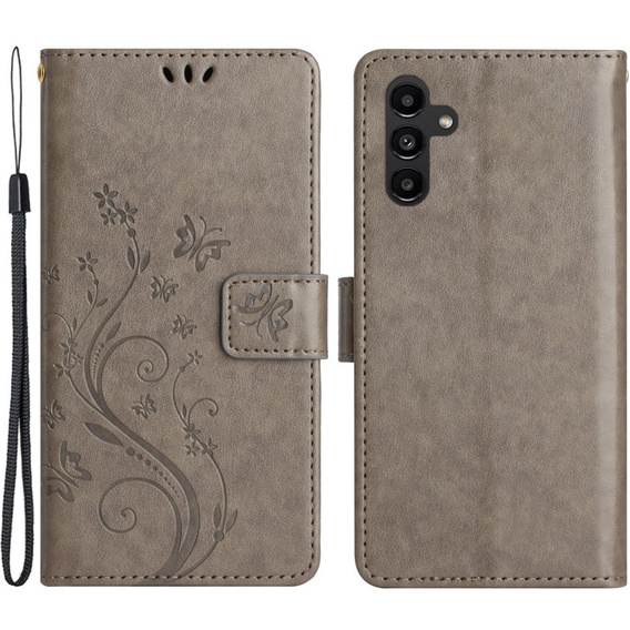 Klapkové puzdro pre Samsung Galaxy A14 4G/5G, Mandala Flower, sivé