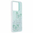 Puzdro pre Xiaomi 13T / 13T Pro / Redmi K60 Ultra, Glitter Butterfly, zelený