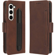 Klapkové puzdro pre Samsung Galaxy Z Fold 5 5G, Card Slot, hnedé