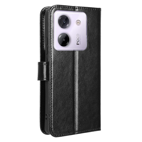 Klapkové puzdro pre Xiaomi Poco M7 Pro 5G, Crazy Horse Wallet, čierne