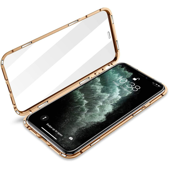 Puzdro pre iPhone 12, Magnetic Dual Glass, zlaté