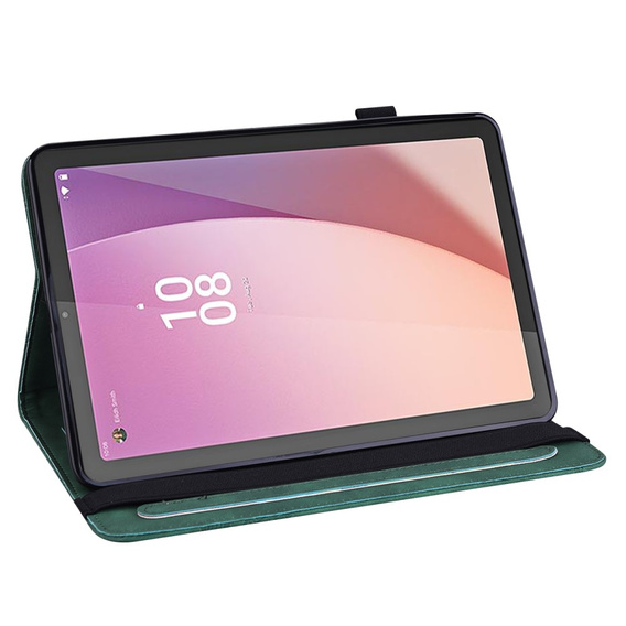 Puzdro s chlopňou pre Lenovo Tab M9, flower, zelený