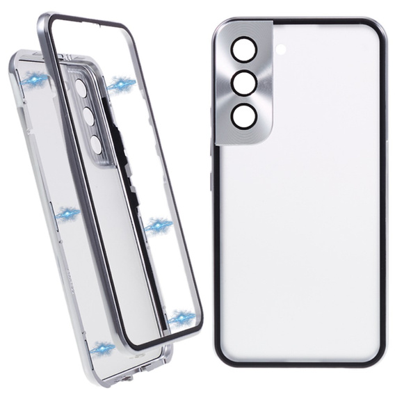 Puzdro pre Samsung Galaxy S21, Magnetic Dual Glass, strieborné