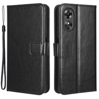 Klapkové puzdro pre Oppo A17, Crazy Horse Wallet, čierne