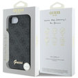 GUESS Obal na mobil pre iPhone 16E, 4G Metal Gold Logo, čierne
