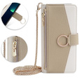 Flipové puzdro pre iPhone 13, Wallet Zipper Pocket, so zrkadlom, biele