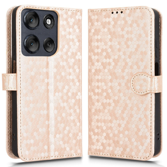 Flipové puzdro pre Motorola Moto G56 5G, Wallet Rhombus, zlaté