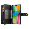 Klapkové puzdro pre iPhone 16 Pro Max, Wallet Zipper Pocket, čierne