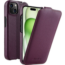 MELKCO flipové puzdro pre iPhone 15 Plus, kožené, flipové, fialové