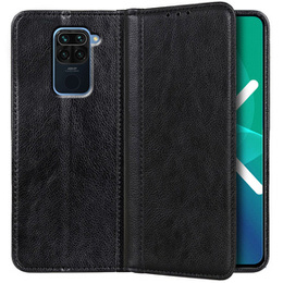 Obal na mobil pre Xiaomi Redmi Note 9, Wallet Litchi Leather, čierne