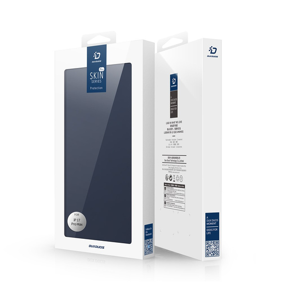 Puzdro Dux Ducis pre iPhone 17 Pro Max, Skin Pro, s chlopňou, s otvorom na kartu, tmavomodré