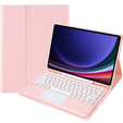 Puzdro + klávesnica Samsung Galaxy Tab S9+, Leather Pen Slot TouchPad, ružové rose gold