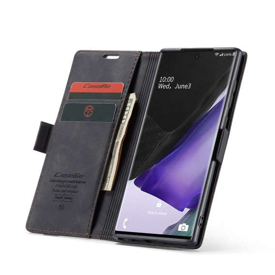 CASEME puzdro pre Samsung Galaxy Note 20 Ultra, Leather Wallet Case, čierne