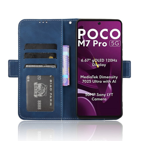 Klapkové puzdro pre Xiaomi Poco M7 Pro 5G, Card Slot, tmavomodré
