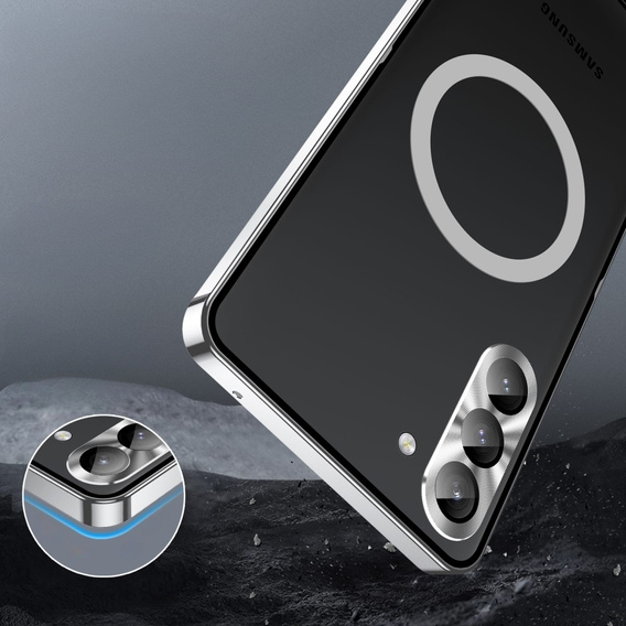 Ochranné puzdro na fotoaparát pre Samsung Galaxy S23 Plus, CamShield MagSafe, priehľadný / strieborný