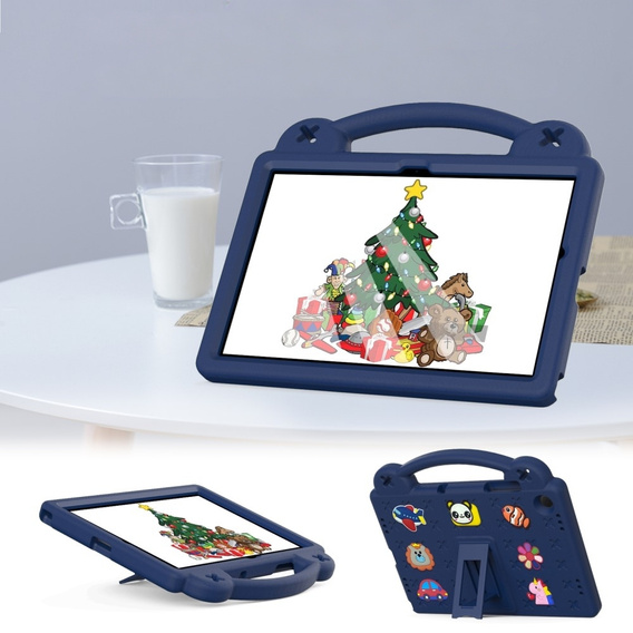 Detské puzdro pre Samsung Galaxy Tab A9+, Cute Patterns, so stojanom, tmavomodré