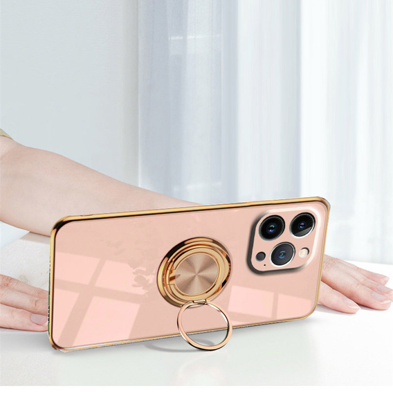 Obal na mobil pre iPhone 14 Pro, Electro Ring, svetlo ružové