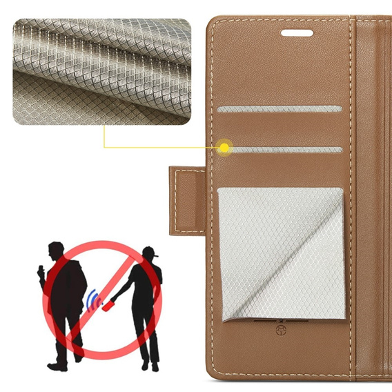CASEME flipové puzdro pre Samsung Galaxy Z Fold6 5G, Litchi Wallet, hnedé