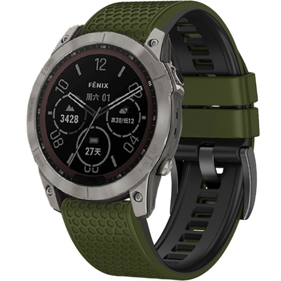 Silikónový remienok pre Garmin Fenix 7 / Forerunner 965 / 955 / 945 / 935,  zelený / čierny