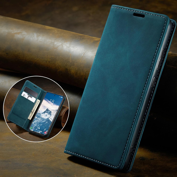 Puzdro pre Samsung Galaxy A55, ERBORD Vintage, modré + sklo na displej