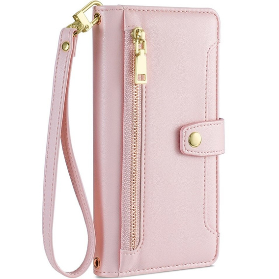 Klapkové puzdro pre Motorola Moto G73 5G, Wallet Zipper Pocket, ružové
