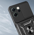 Pancierované puzdro pre Oppo Reno 14F, s ochranou fotoaparátu, so stojanom, čierne