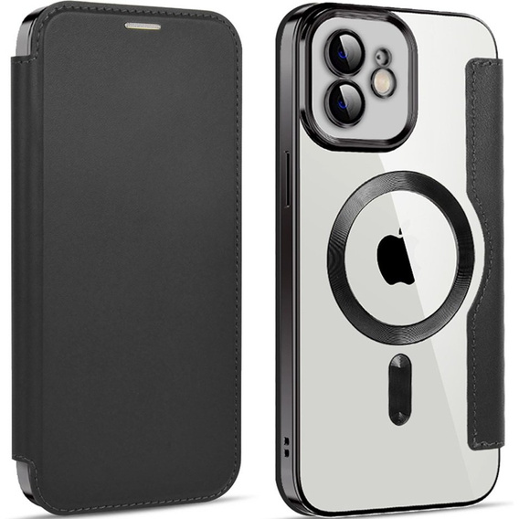 Klapkové puzdro pre iPhone 12, RFID Wallet MagSafe CamShield, čierne
