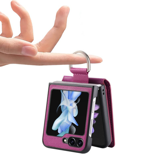 Puzdro pre Samsung Galaxy Z Flip7 FE / Z Flip6, Card Slot Ring Case, fialové