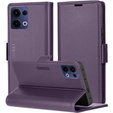 Puzdro pre Oppo Reno 13, ERBORD Glossy Litchi, flipová peňaženka, fialové