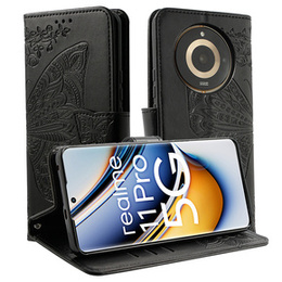 Klapkové puzdro pre Realme 11 Pro / 11 Pro +, Butterfly, čierne