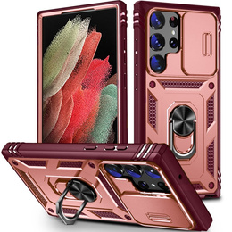 Obal na mobil pre Samsung Galaxy S23 Ultra, CamShield Slide, ružové / červené