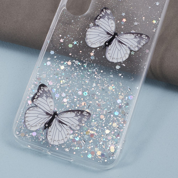 Puzdro pre Samsung Galaxy S24, Glitter Butterfly, biele