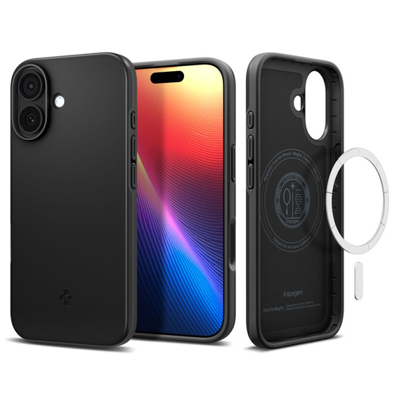 Spigen puzdro pre iPhone 17, Thin Fit MagSafe, čierne