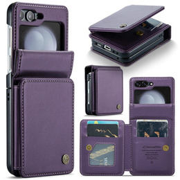 CASEME flipové puzdro pre Samsung Galaxy Z Flip5 5G, Litchi Wallet, fialové