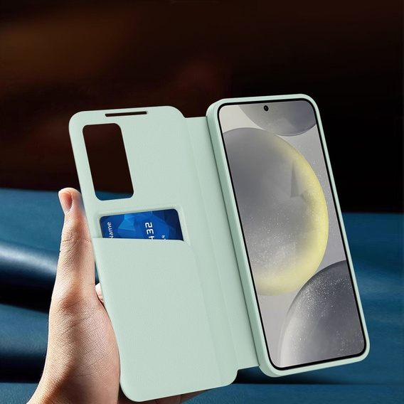 Flipové puzdro pre Samsung Galaxy S25, Smart View Wallet, zelený