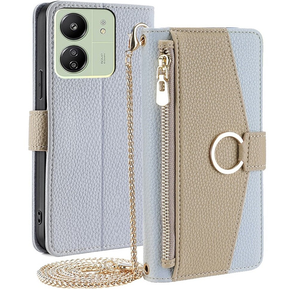 Flipové puzdro pre Xiaomi Redmi 13C / Poco C65, Wallet Zipper Pocket, so zrkadlom, modré