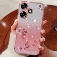 Puzdro pre Infinix Hot 30, Glitter Flower, ružové rose gold