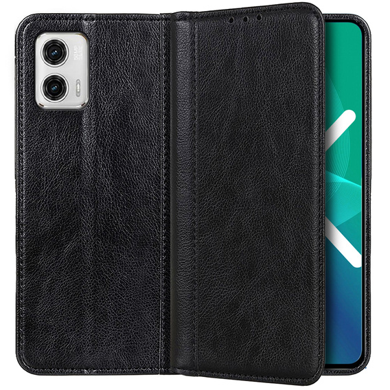 Flipové puzdro pre Motorola Moto G73 5G, Split Leather, čierne