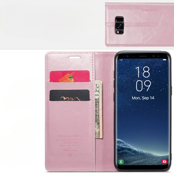 CASEME flipové puzdro pre Samsung Galaxy S8, Waxy Textured, ružové