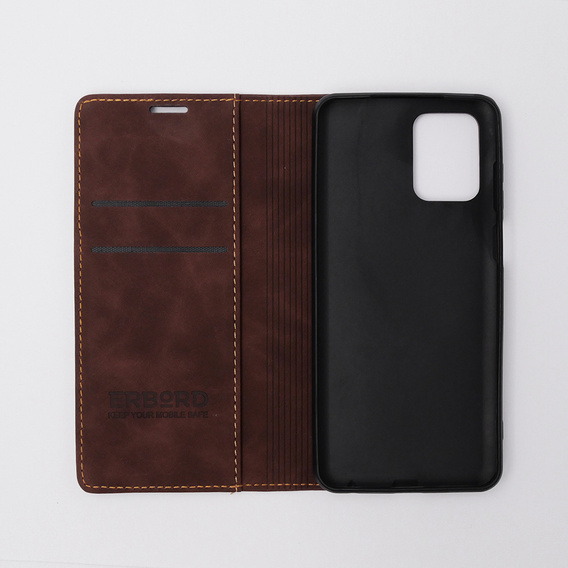 Puzdro pre Motorola Moto E13 4G, ERBORD Vintage, peňaženka s chlopňou, káva