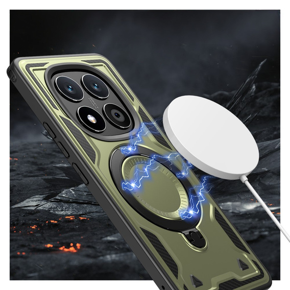 Puzdro pre Xiaomi Redmi Note 14 Pro+ 5G, Military MagSafe, zelený + sklo 9H